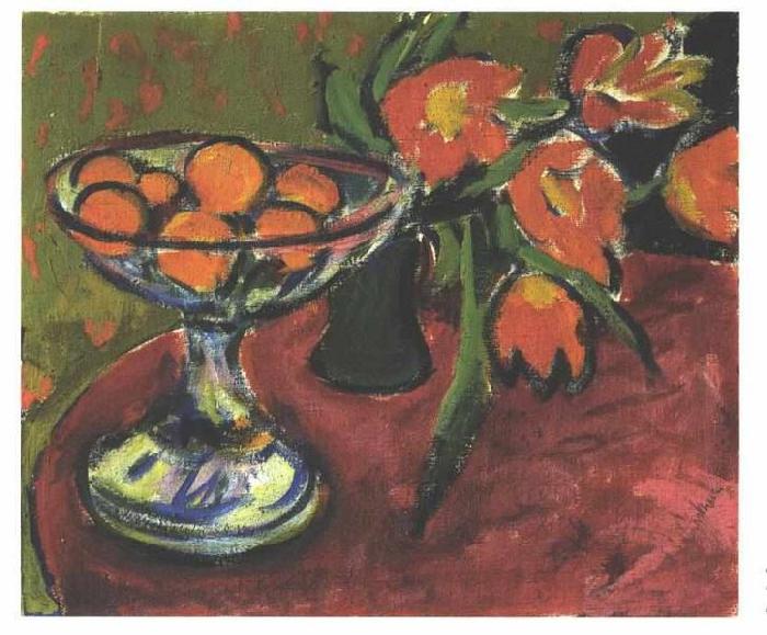 Ernst Ludwig Kirchner Stil live with tulips and oranges